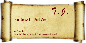 Turóczi Jolán névjegykártya